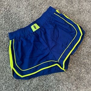 Small Free People Movement Blue and Neon Yellow Athletic Shorts